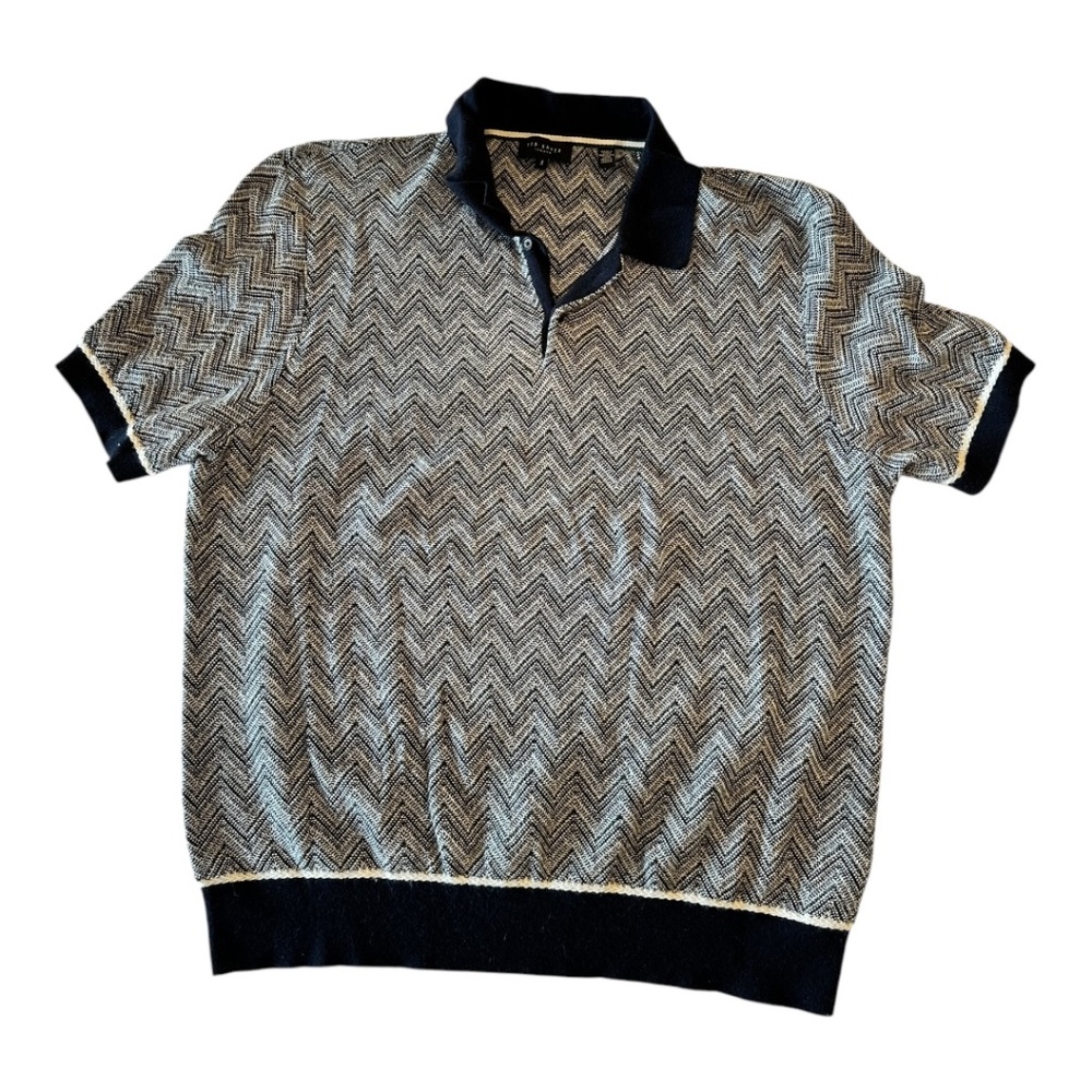 Ted Baker Short Sleeve Sweater Polo – XL (Navy/White)